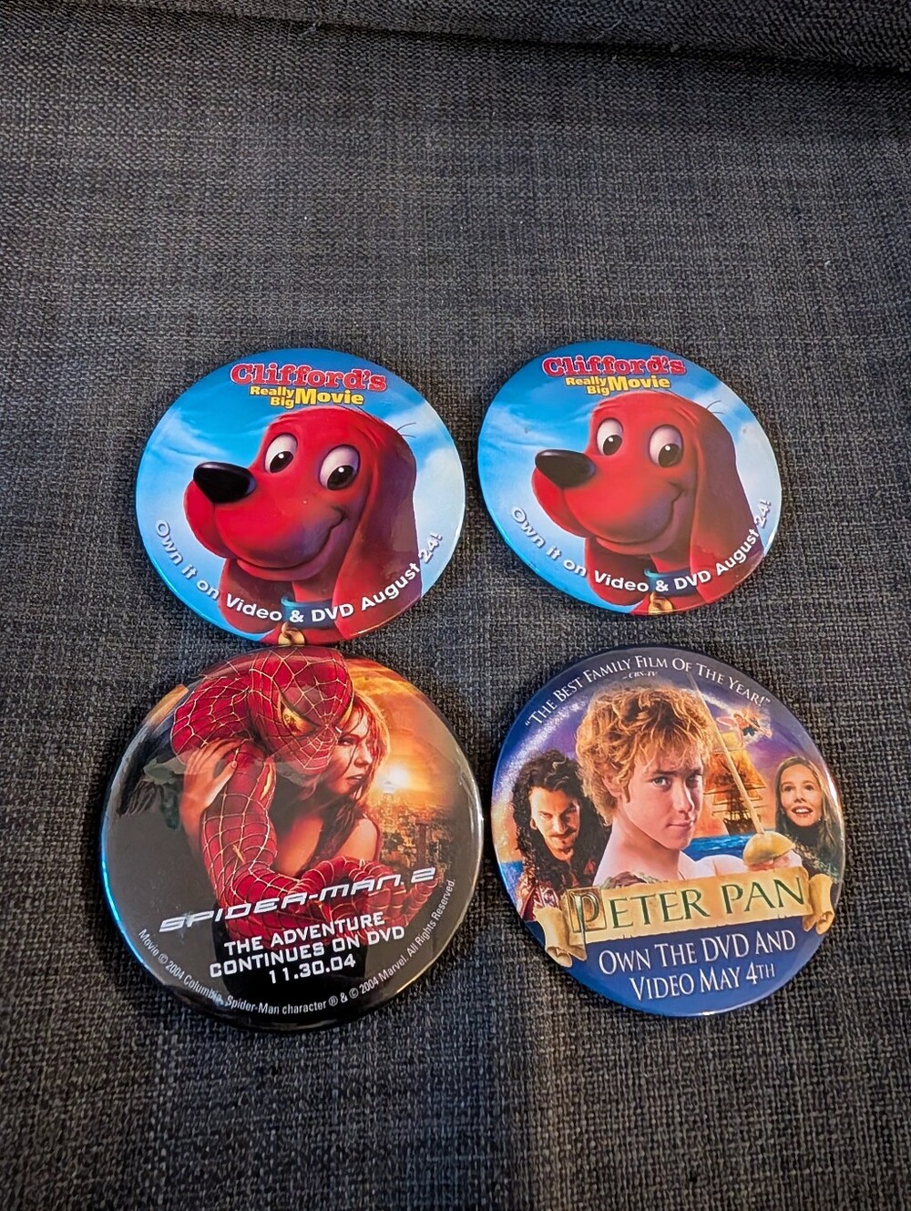 Vintage 2004 Clifford, Spider-Man, & Peter Pan Movie Pins!